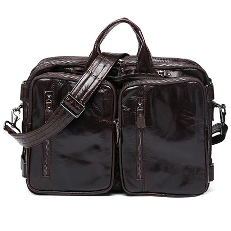 Genuine Leather Men's Briefcase – Laptop Tote & Office Handbag