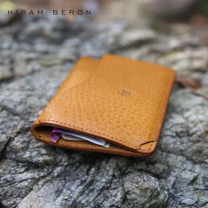 Hiram Beron Men's Slim Vegetable Tanned Leather Card Holder