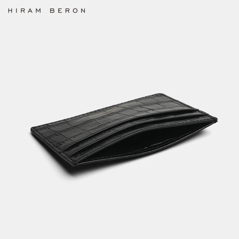 Hiram Beron Crocodile Pattern Leather Credit Card Holder & Compact Wallet