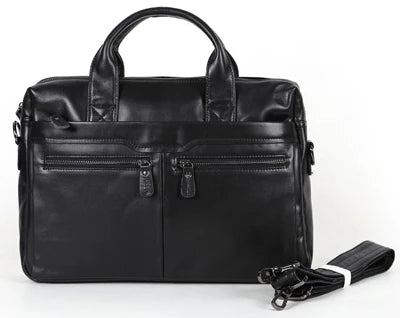 Genuine Leather Men's Briefcase – 14" Laptop & Messenger Bag