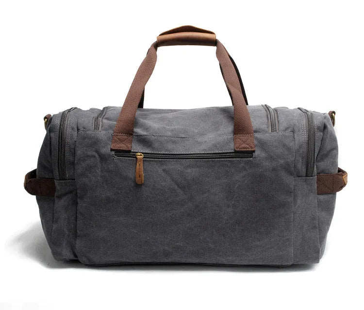 Vintage Canvas Leather Duffle Bag for Men – Large Weekend Travel Bag