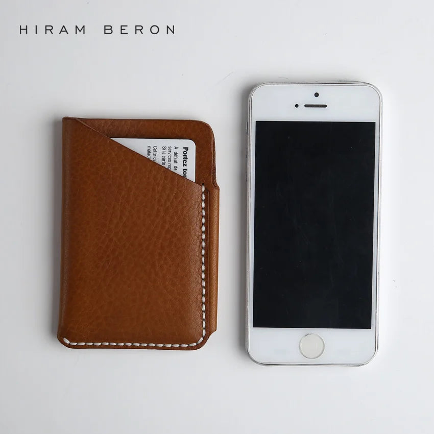 Hiram Beron Men's Vegetable Tanned Leather Card Holder Wallet