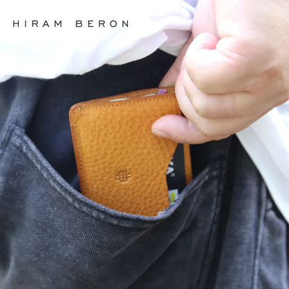 Hiram Beron Men's Slim Vegetable Tanned Leather Card Holder