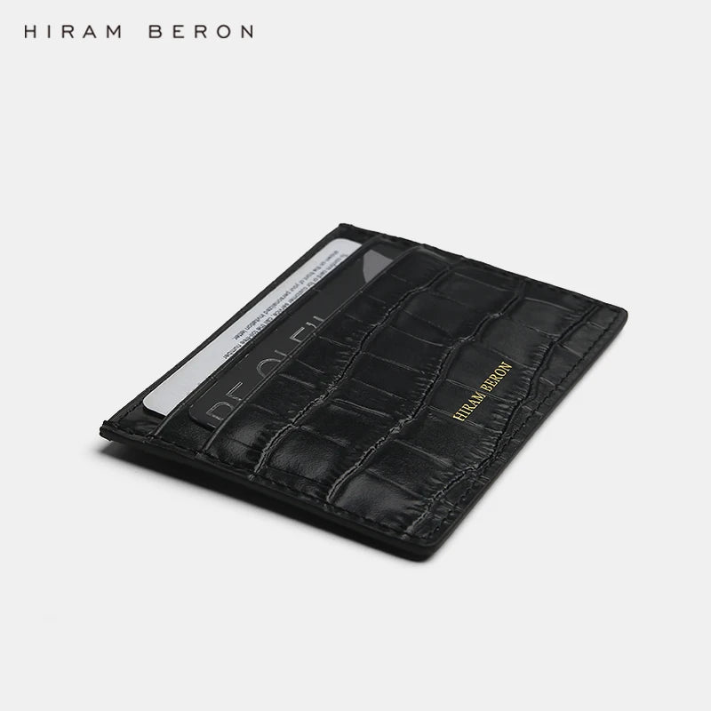Hiram Beron Crocodile Pattern Leather Credit Card Holder & Compact Wallet