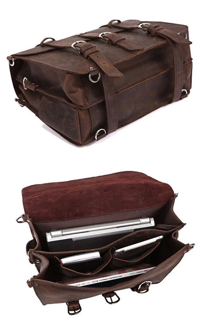 Men's Genuine Leather Backpack – Vintage Crazy Horse Rucksack