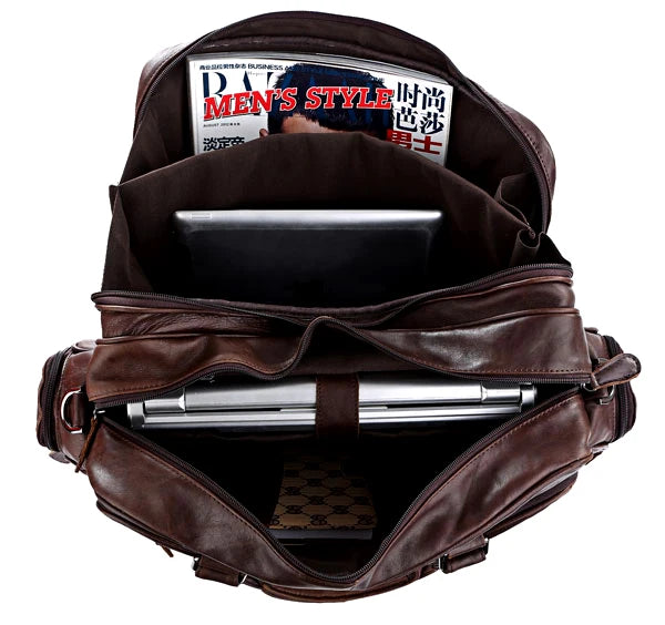Genuine Leather Briefcase for Men – Oil Wax Large Laptop Shoulder Bag