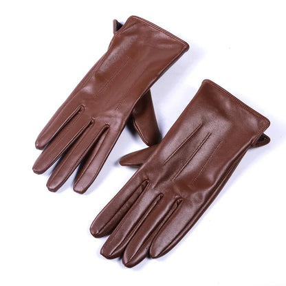 Women's Sheepskin Leather Winter Gloves with Thick Lining
