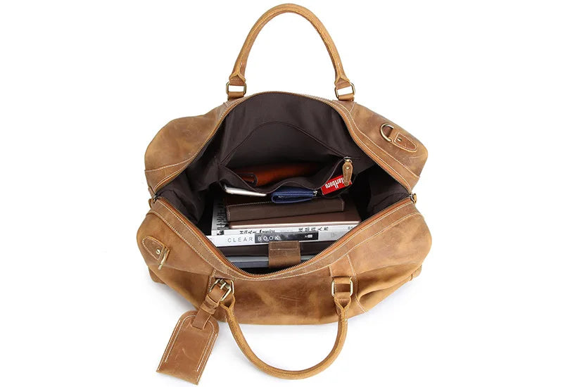 Crazy Horse Leather Duffle Bag for Men