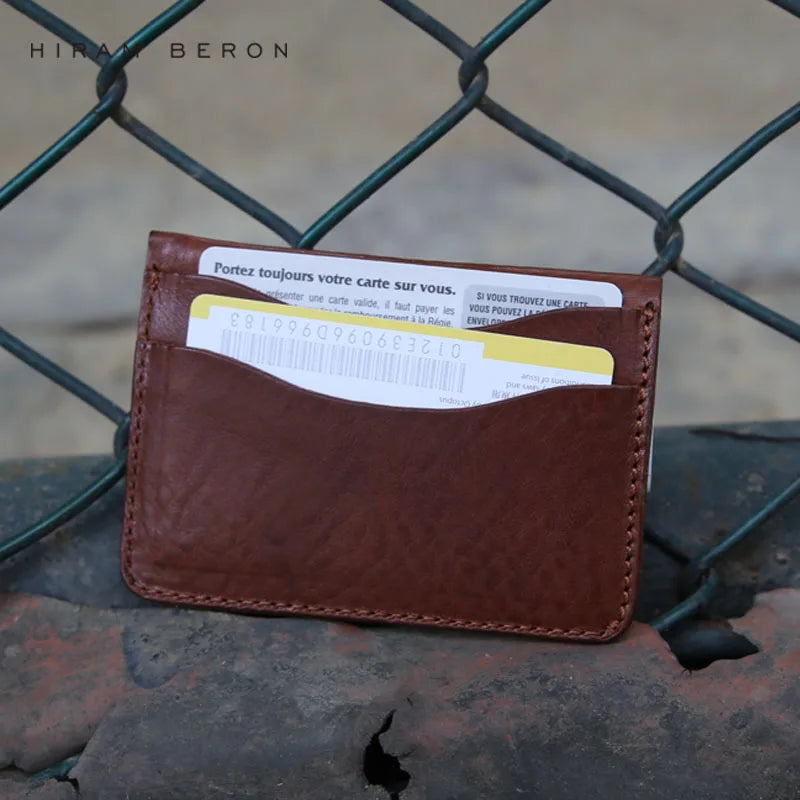 Hiram Beron Men's Slim Vegetable Tanned Leather Card Holder