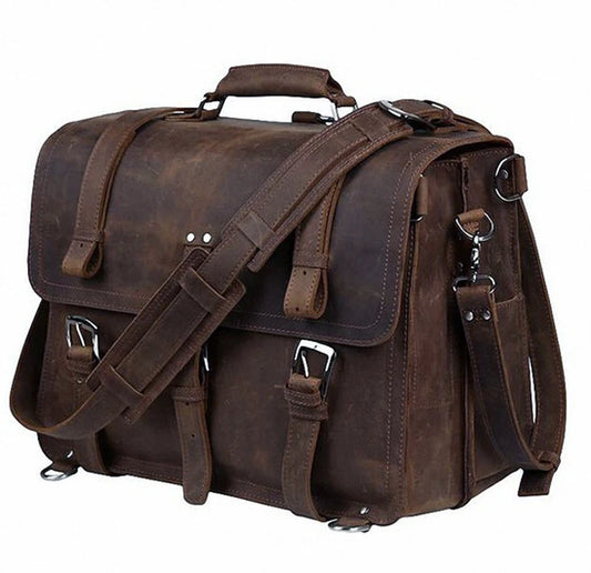 Crazy Horse Leather Briefcase for Men