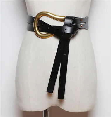 Women's Double Strap Belt with U-Buckle – Leather & PU Options