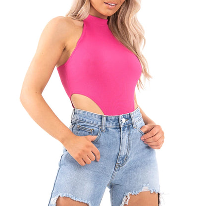 Halter Neck Bodysuit Women – Sleeveless Ribbed Leotard Top