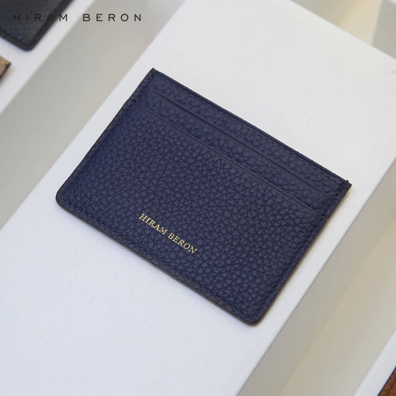 Hiram Beron Monogram Premium Pebble Leather Wallet Card Holder Women Man Case Dropship