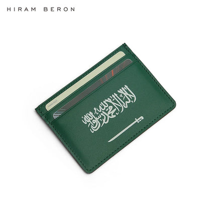 Hiram Beron Green Italian Cow Leather Card Holder Case Saudi Arabia Flag Premium Goods