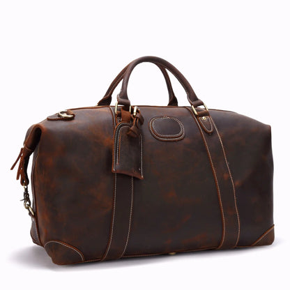 Crazy Horse Leather Duffle Bag for Men