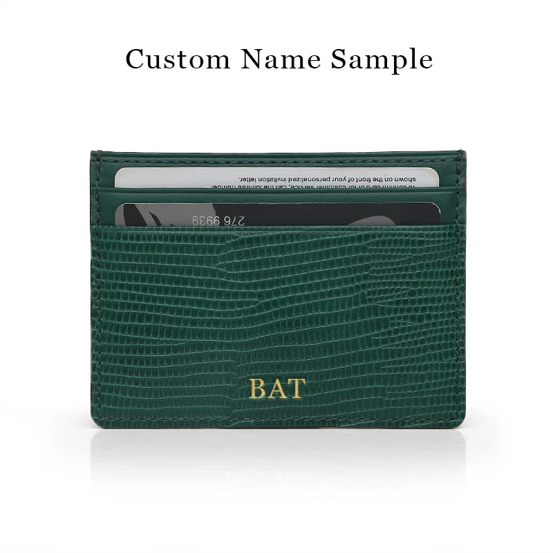 Free Monogram Premium Luxury Card Wallet Genuine Leather Case Holder Men Dropship