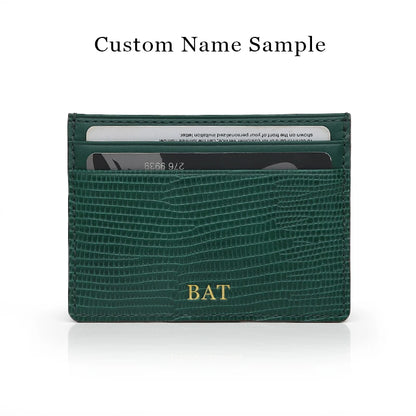 Free Monogram Premium Luxury Card Wallet Genuine Leather Case Holder Men Dropship