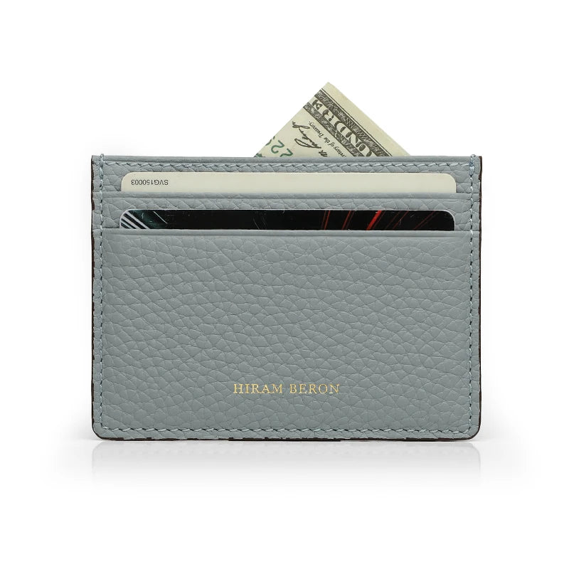 Hiram Beron Monogram Premium Pebble Leather Wallet Card Holder Women Man Case Dropship