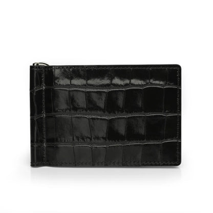 Customized Genuine Cow Leather Crocodile Embossed Men Money Clip Slim Card Pack Bills Cash Clips