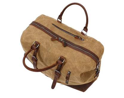 Waxed Canvas Leather Duffle Bag – Waterproof Weekend Travel Bag for Men