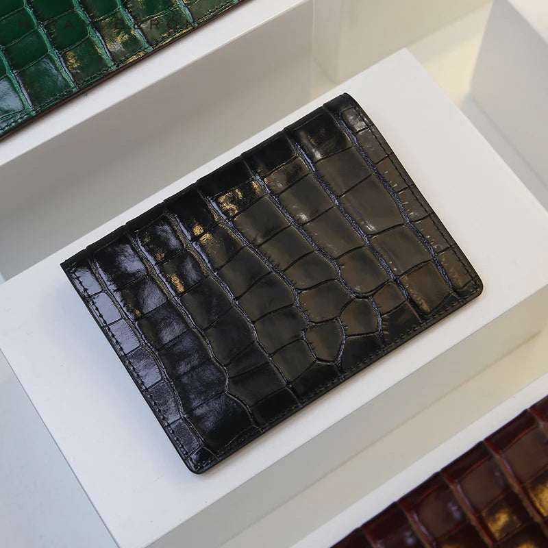 Hiram Beron Personalized Passport Cover Luxury Anti Rfid Leather Embossed Crocodile Pattern Wallet