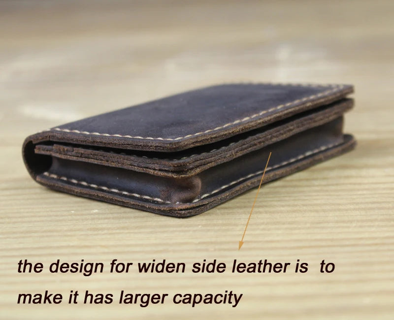Genuine Leather Business Card Holder – Handmade Retro Wallet