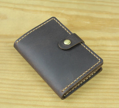 Handmade Vintage Crazy Horse Leather Card Holder Wallet
