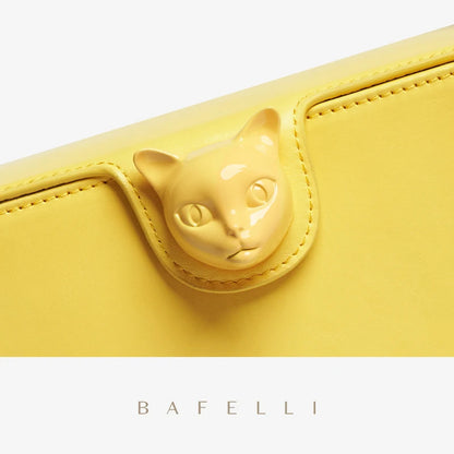 Genuine Leather Boxy Cat Handbag – Mini Top Handle Evening Bag