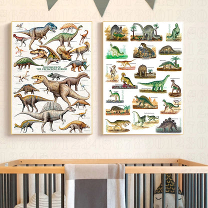 Dinosaurs of the Cretaceous Period Canvas Wall Art Poster