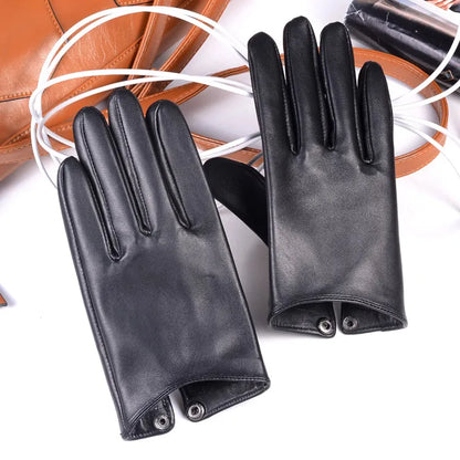 Men's Real Sheepskin Leather Unlined Military Short Gloves