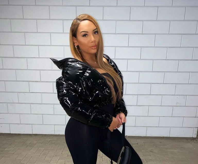 Shiny Cropped Puffer Jacket | Women's Zip-Up Bubble Coat
