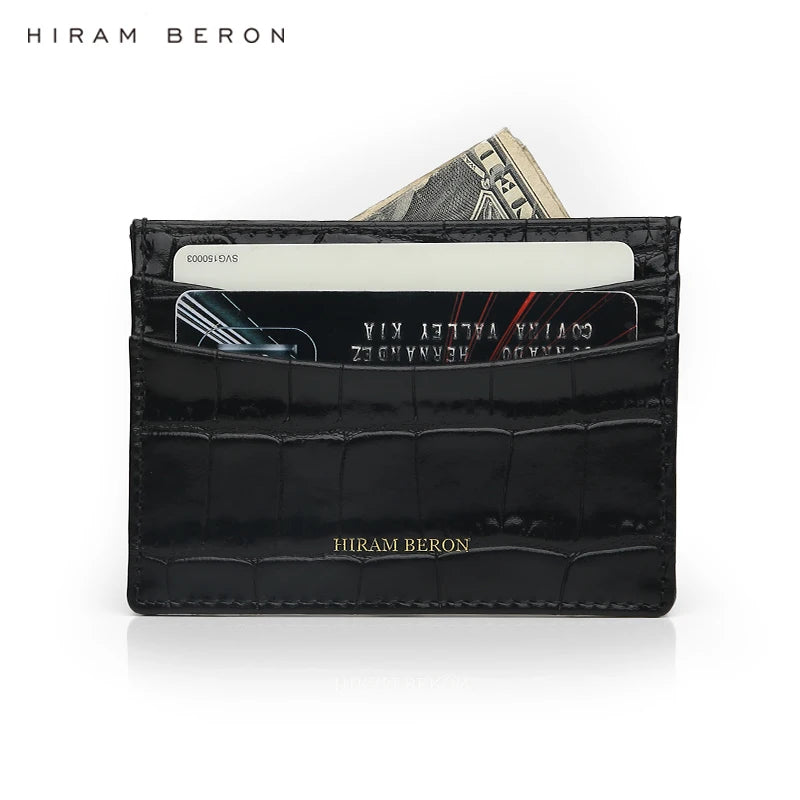 Personalized Leather Card Holder Wallet – Croc-Embossed, Custom Monogram