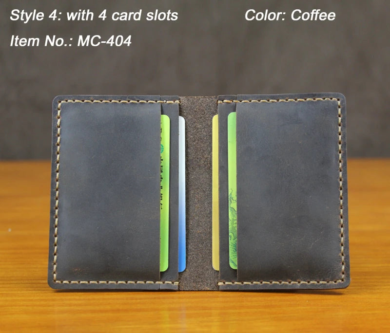 Handmade Crazy Horse Leather Card Holder – Slim Wallet