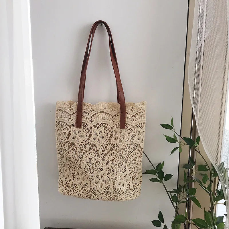 Lace Tote Bag – Elegant Korean-Style Shoulder Bag for Women