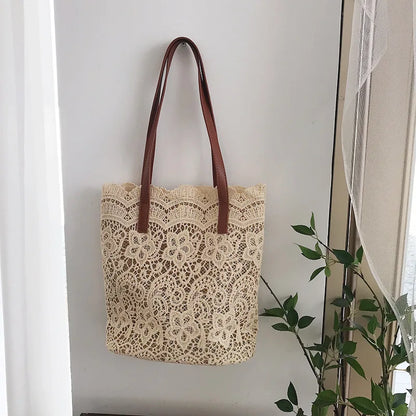 Lace Tote Bag – Elegant Korean-Style Shoulder Bag for Women