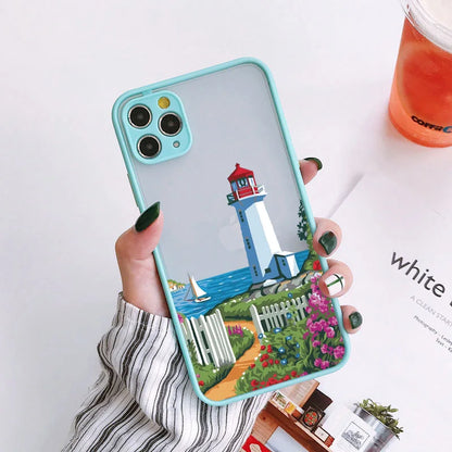 Lighthouse iPhone Case – Hand-Painted Bird & Seagull Art