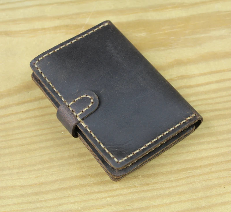 Handmade Vintage Crazy Horse Leather Card Holder Wallet