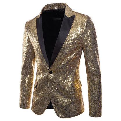 Men's Sequin Blazer Jacket – Glitter Party Suit Coat for Wedding & Stage