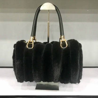 Mink Fur Handbag – Women's Luxury Winter Shoulder Bag
