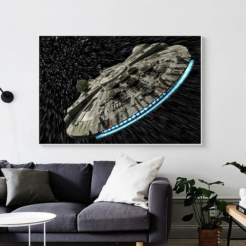 Classic Science Fiction Film Canvas Paintings Destroyer Falcon Spaceship Posters Print Wall Art