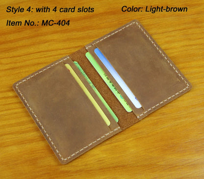 Handmade Crazy Horse Leather Card Holder – Slim Wallet