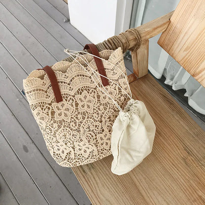 Lace Tote Bag – Elegant Korean-Style Shoulder Bag for Women