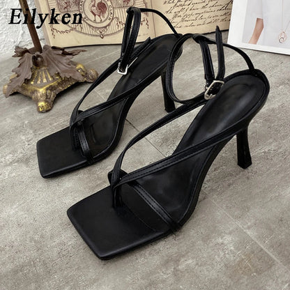 Eilyken Gladiator Sandals Heels Women Fall Best Street Look Females Square Head Open Toe Clip-On