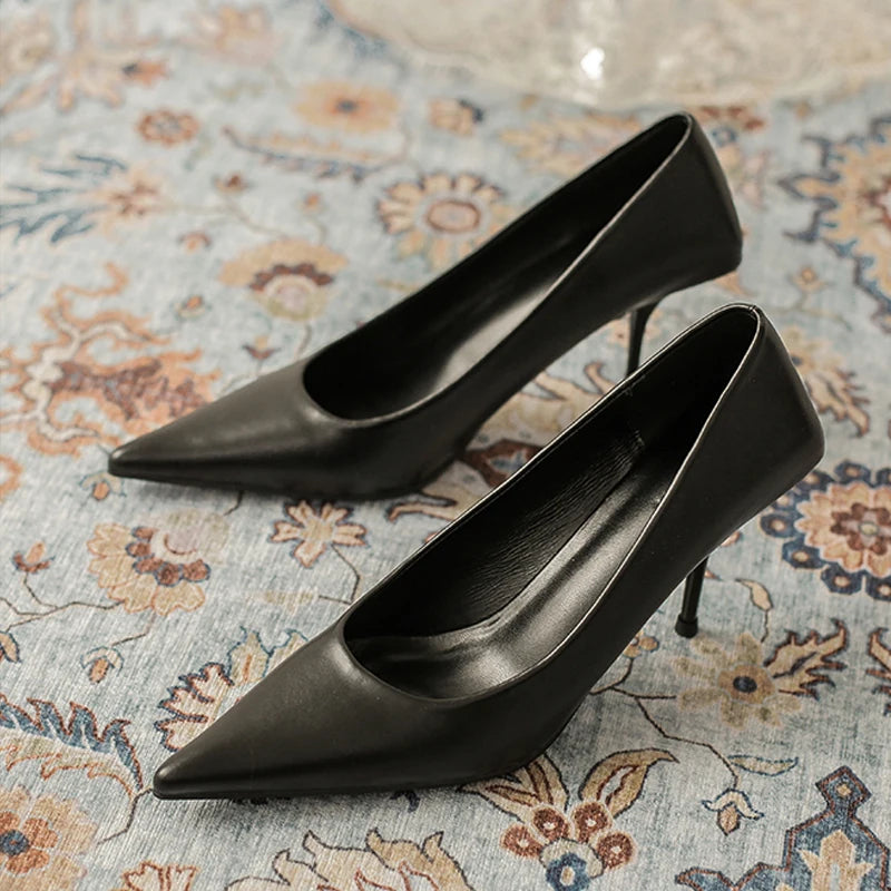 Women's Pointed Toe Stiletto Pumps – Elegant Thin Heel Slip-On Shoes
