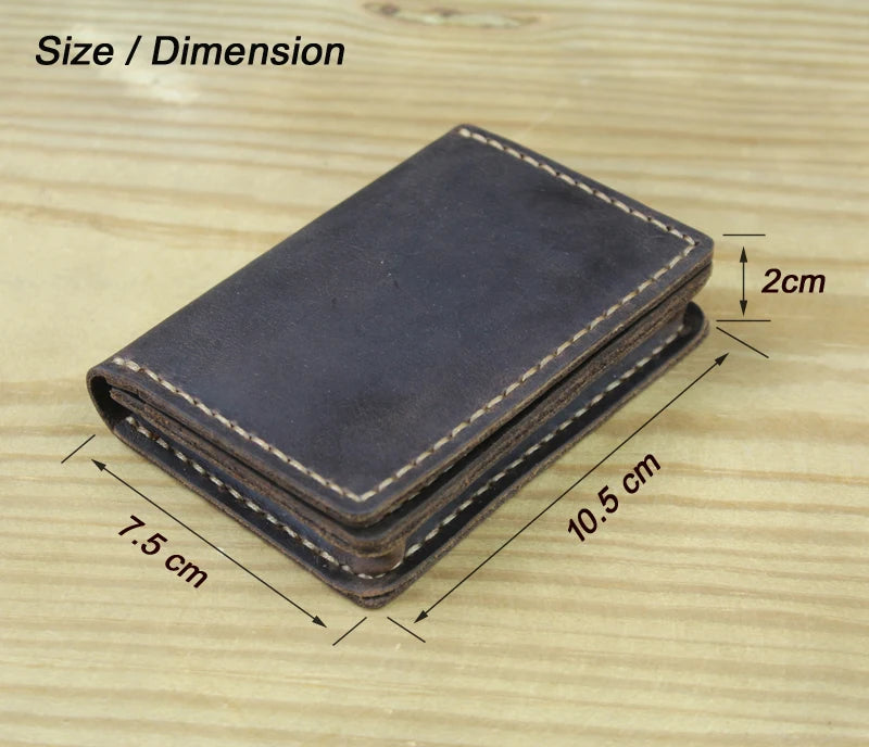 Genuine Leather Business Card Holder – Handmade Retro Wallet