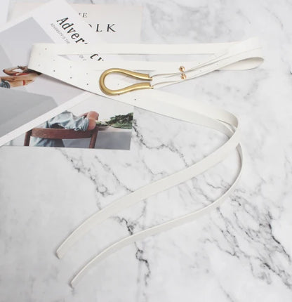 Women's Double Strap Belt with U-Buckle – Leather & PU Options