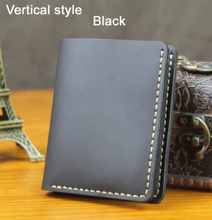 Handmade Vintage Crazy Horse Leather Bifold Wallet for Men