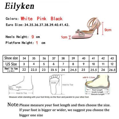 Crystal Bow Knot Satin Pumps – Rhinestone Stiletto Heels