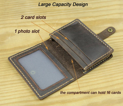 Handmade Vintage Crazy Horse Leather Card Holder Wallet