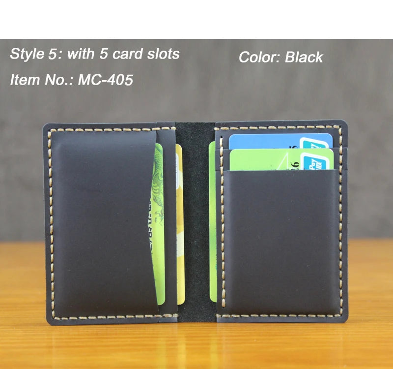 Handmade Crazy Horse Leather Card Holder – Slim Wallet